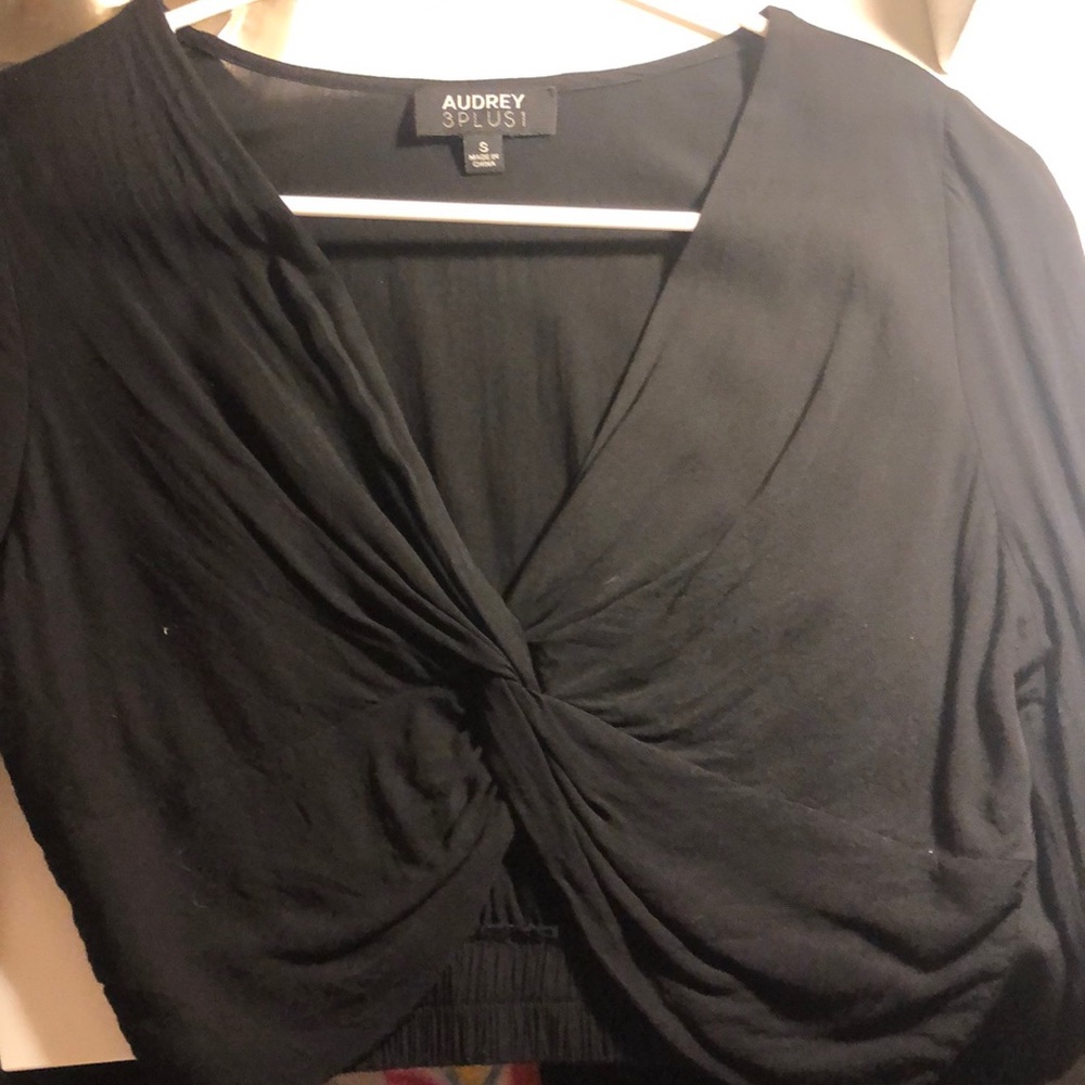 Cropped black long sleeve shirt